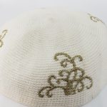 KippaCo Hand Knitted Yarmulke, Knitted Kippah Hat 15 cm 5.9 Inc 029-1a-hand knitted kippah, kippah. 100 cotton, Bar Mitzvah kippah, Wedding Kippa