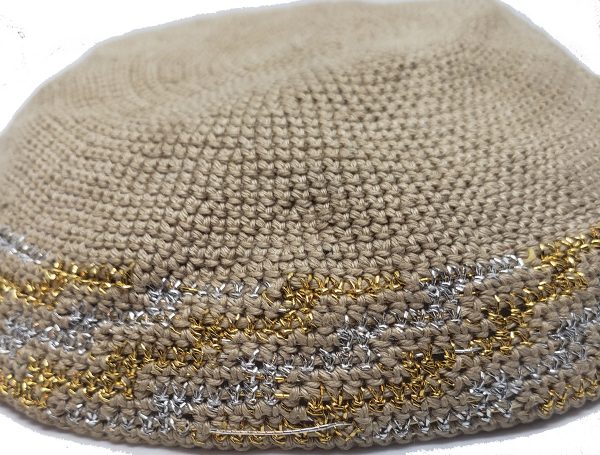 KippaCo Hand Knitted Yarmulke, Knitted Kippah Hat 15 cm 5.9 Inc 043-1-hand knitted kippah, kippah. 100 cotton, Bar Mitzvah kippah, Wedding Kippa